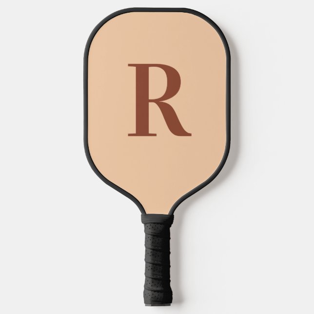 Raquette De Pickleball Moderne Simple Monogramme Beige Brown (Recto)