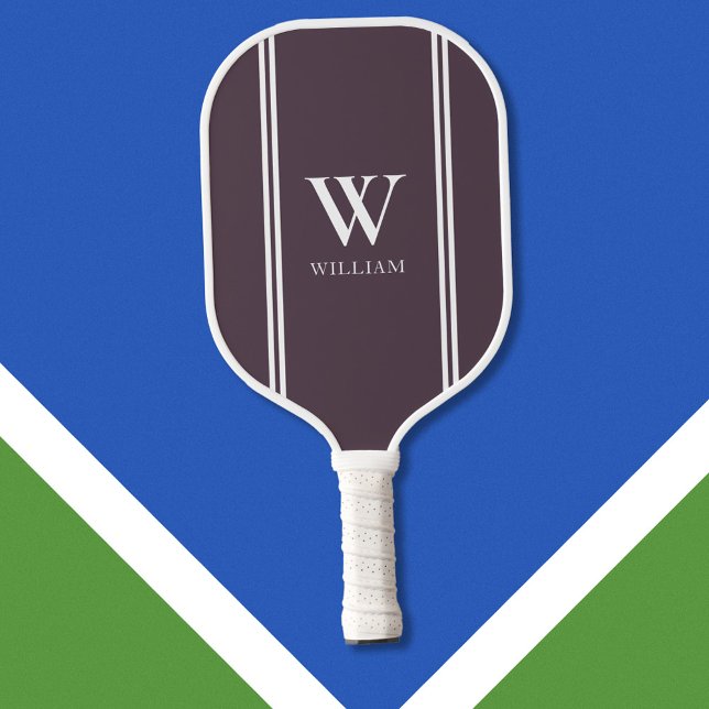 Raquette De Pickleball Moderne violet Nom initial Monogramme (Créateur téléchargé)