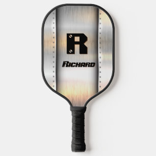 Raquette De Pickleball Modifier Initial, Ajouter Nom, Bandes Métal Brossé