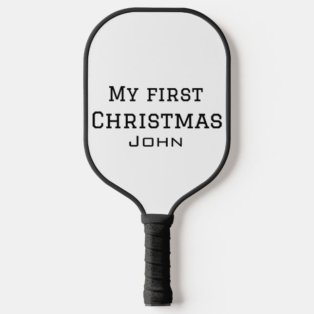 Raquette De Pickleball Mon premier Noël ajouter nom masculin hommes texte (Recto)