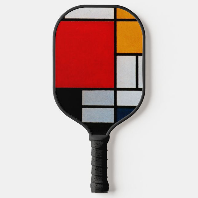 Raquette De Pickleball Mondrian - Composition avec un grand plan rouge (Recto)