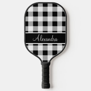 Raquette De Pickleball Monogram Buffalo Plaid Pickleball blanc et noir