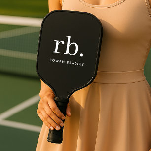 Raquette De Pickleball Monogram Classic Elegant Minimum Black and White