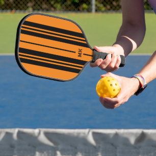 Raquette De Pickleball monogramme à bandes orange et noire