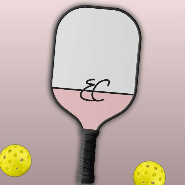 Raquette De Pickleball Monogramme à deux tonalités Mist & Rose avec noir (Créateur téléchargé)