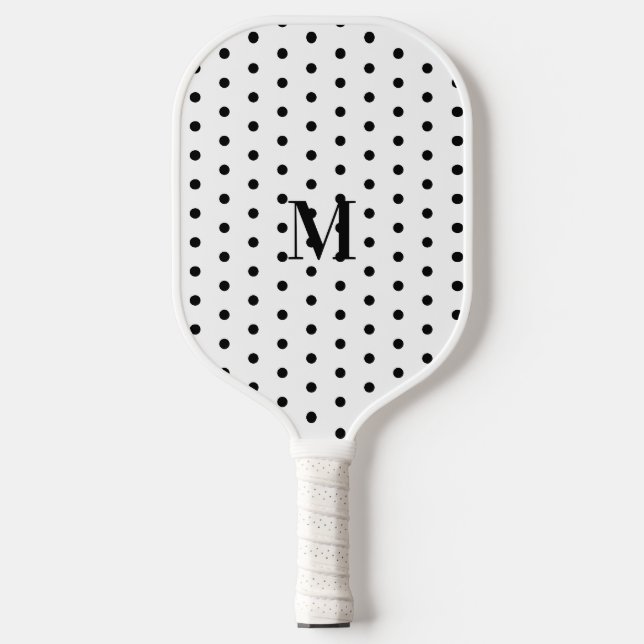 Raquette De Pickleball Monogramme à pois noir et blanc  (Recto)