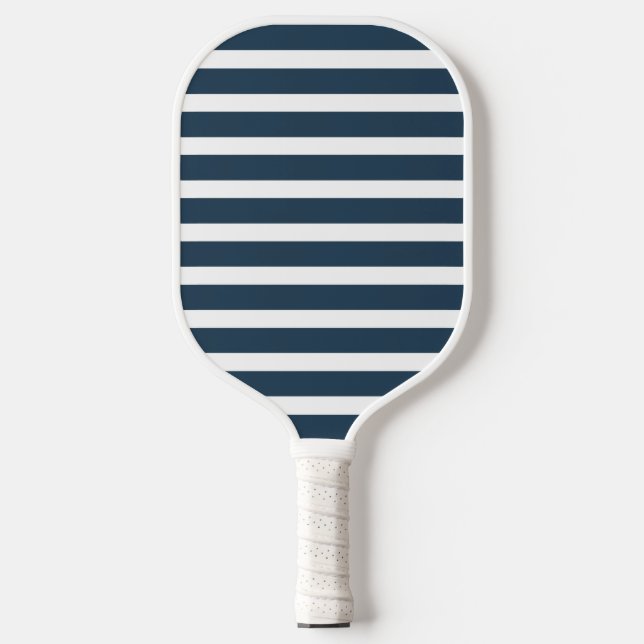 Raquette De Pickleball Monogramme à rayures bleues et blanches de la mari (Recto)