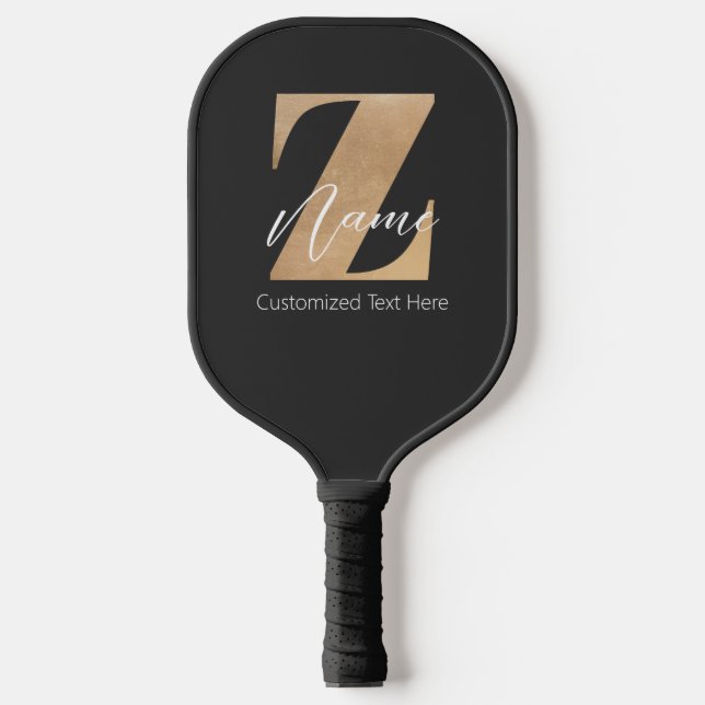 Raquette De Pickleball Monogramme avec initiale Z et nom personnalisé (Recto)