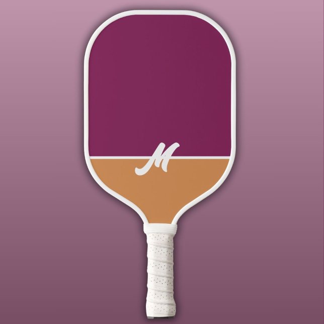 Raquette De Pickleball Monogramme Berry à deux tons et cannelle à blanc (Créateur téléchargé)