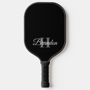 Raquette De Pickleball Monogramme blanc noir simple et élégant personnali