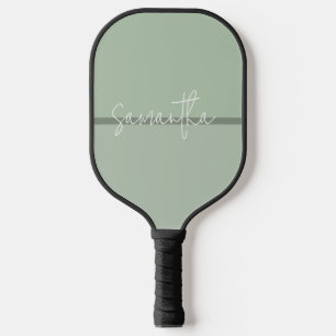 Raquette De Pickleball monogramme blanc rayures vert-tige