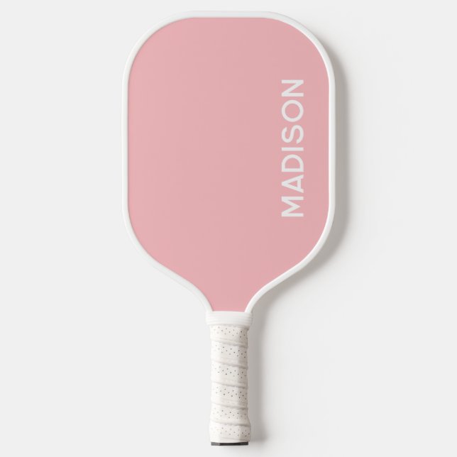 Raquette De Pickleball Monogramme blanc rose rose pastel moderne minimali (Recto)