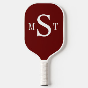 Raquette De Pickleball Monogramme blanc rouge personnalisé