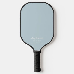 Raquette De Pickleball Monogramme bleu clair moderne Nom + Contact