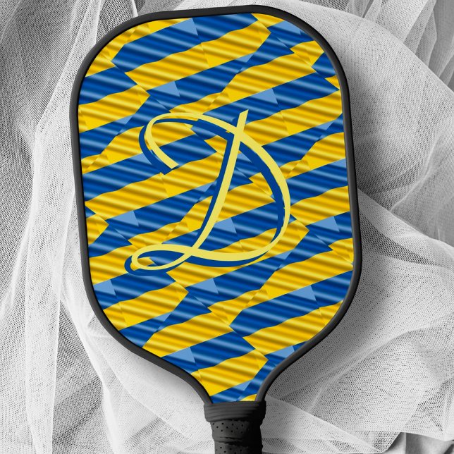 Raquette De Pickleball Monogramme Bleu et Jaune Bleu et Jaune Ukraine Ins (Créateur téléchargé)