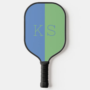 Raquette De Pickleball Monogramme bleu et vert minimaliste moderne