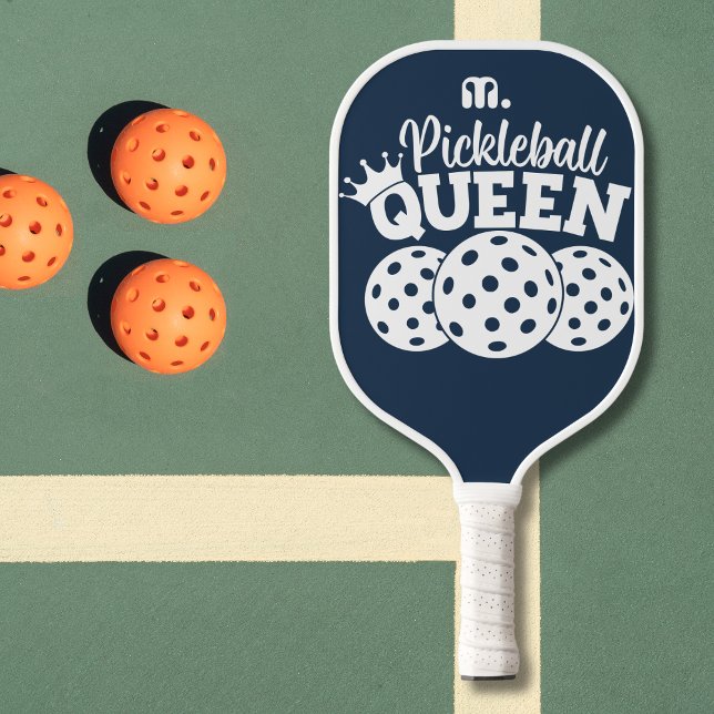 Raquette De Pickleball Monogramme bleu marine Custom Pickball Queen (Créateur téléchargé)