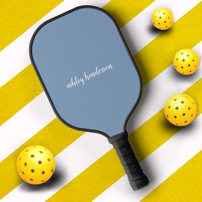 Raquette De Pickleball Monogramme bleu Pastel simple pour dames (Créateur téléchargé)