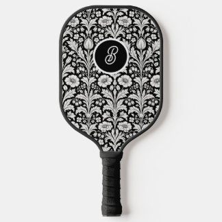 Raquette De Pickleball Monogramme botanique noir et blanc