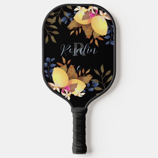 Raquette De Pickleball Monogramme chic citron noir (Recto)