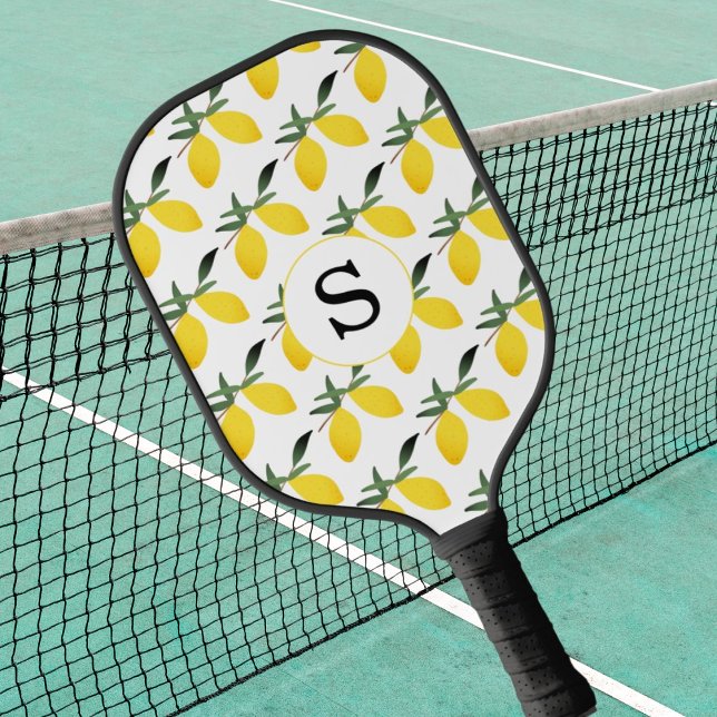 Raquette De Pickleball Monogramme citron (Créateur téléchargé)