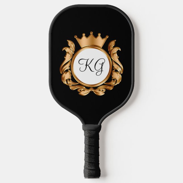 Raquette De Pickleball Monogramme Classé Rois Thème Couronne (Recto)