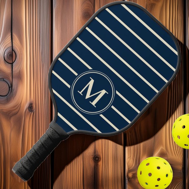 Raquette De Pickleball Monogramme Couleur Bleu Profond Bleu Bleu De Mer P (Créateur téléchargé)