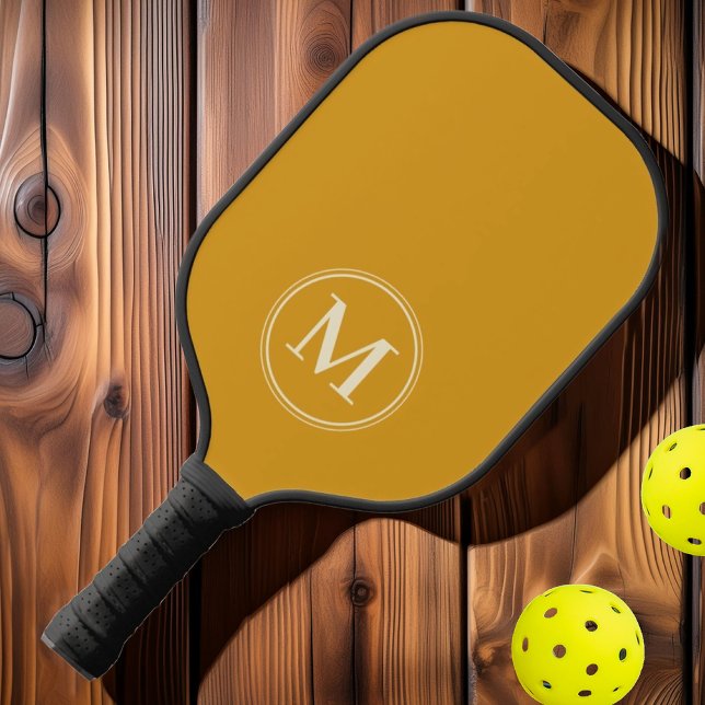 Raquette De Pickleball Monogramme Couleur de la tasse de beurre brûlée so (Créateur téléchargé)