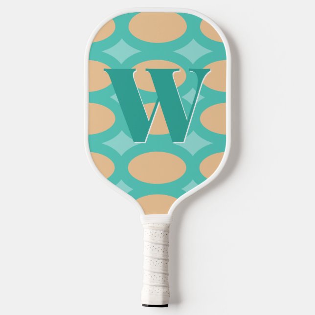 Raquette De Pickleball Monogramme d'aqua Super rétro et de pêche (Verso)