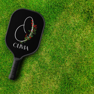 Raquette De Pickleball monogramme d'aquarelle O Pickleball noir Paddle