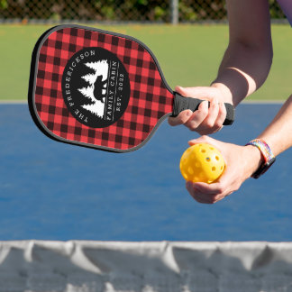 Raquette De Pickleball Monogramme de Cabine familial de Buffalo Plaid