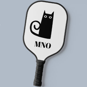 Raquette De Pickleball Monogramme de chat noir