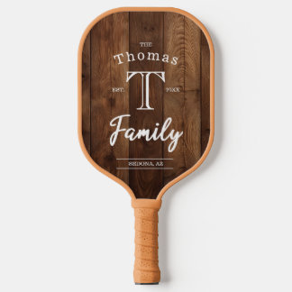 Raquette De Pickleball Monogramme de famille personnalisé