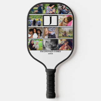 Raquette De Pickleball Monogramme de famille personnalisé 11 Collage phot