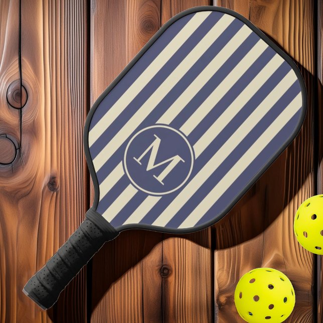 Raquette De Pickleball Monogramme de la lavande de brasse de polo du mili (Créateur téléchargé)