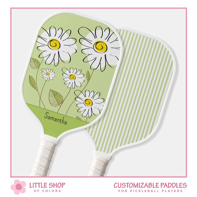 Raquette De Pickleball Monogramme de marguerites florales tendance (Créateur téléchargé)
