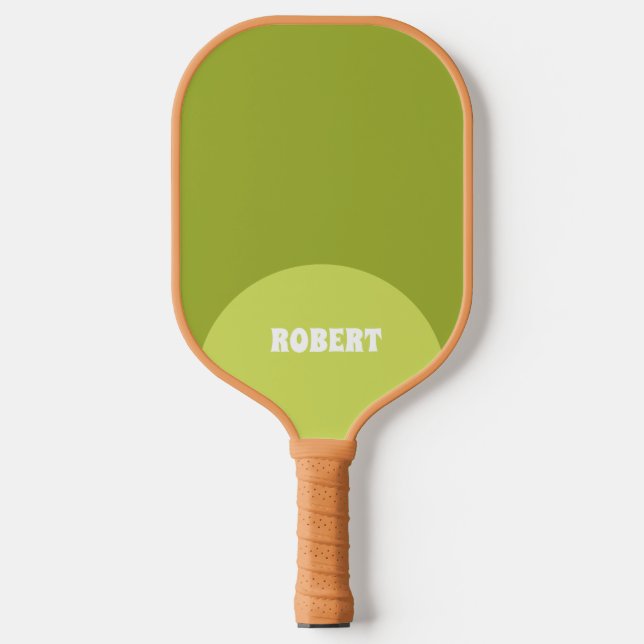Raquette De Pickleball Monogramme de nom moderne vert et blanc (Recto)