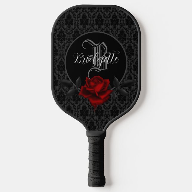 Raquette De Pickleball Monogramme de rose sanglante gothique (Recto)