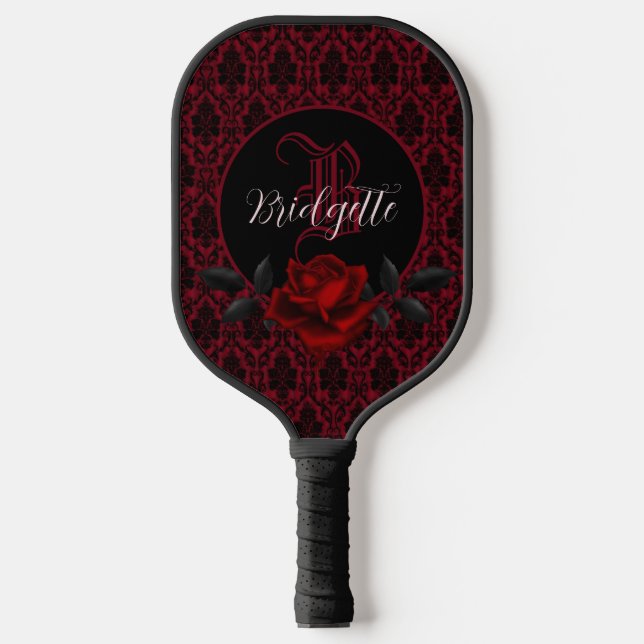 Raquette De Pickleball Monogramme de rose sanglante gothique (Recto)