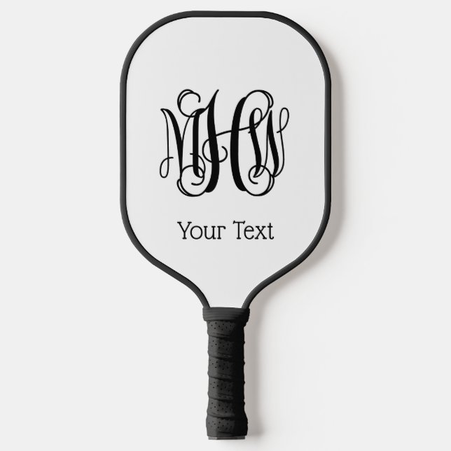 Raquette De Pickleball Monogramme de script Black Vine DIY BG (Recto)