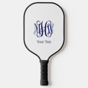 Raquette De Pickleball Monogramme de script Navy Vine DIY BG