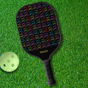 Raquette De Pickleball Monogramme de stéthoscope du coeur arc-en-ciel