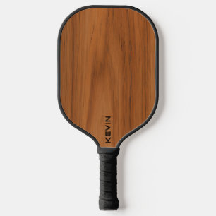 Raquette De Pickleball Monogramme de texture de bois marron