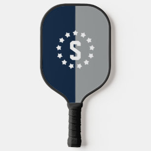 Raquette De Pickleball Monogramme des couleurs et des étoiles du collège