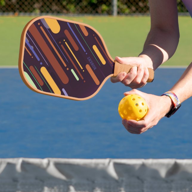 Raquette De Pickleball monogramme des lignes diagonales modernes Abstrait (Insitu)