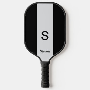 Raquette De Pickleball Monogramme Deux tons moderne noir et gris clair