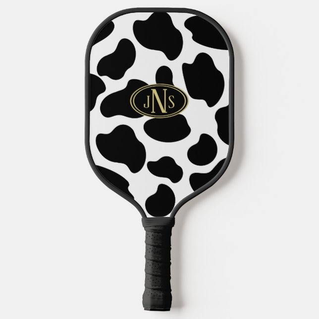 Raquette De Pickleball Monogramme d'impression de vache (Verso)