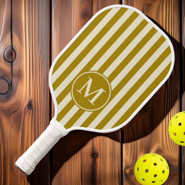 Raquette De Pickleball Monogramme du centre du siècle Polo Striping Déser (Créateur téléchargé)