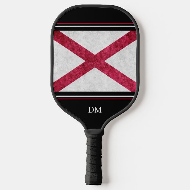Raquette De Pickleball Monogramme du drapeau d'état de l'Alabama métalliq (Verso)