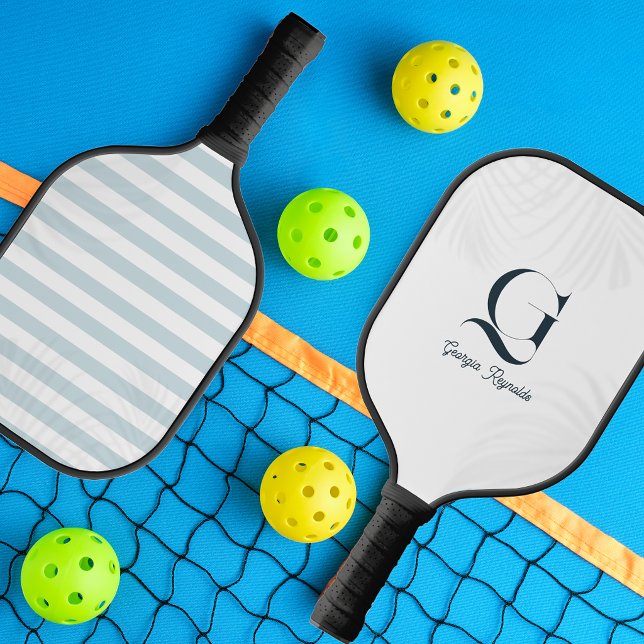 Raquette De Pickleball Monogramme Élégant | Dessin de Palmier Côtier (Créateur téléchargé)